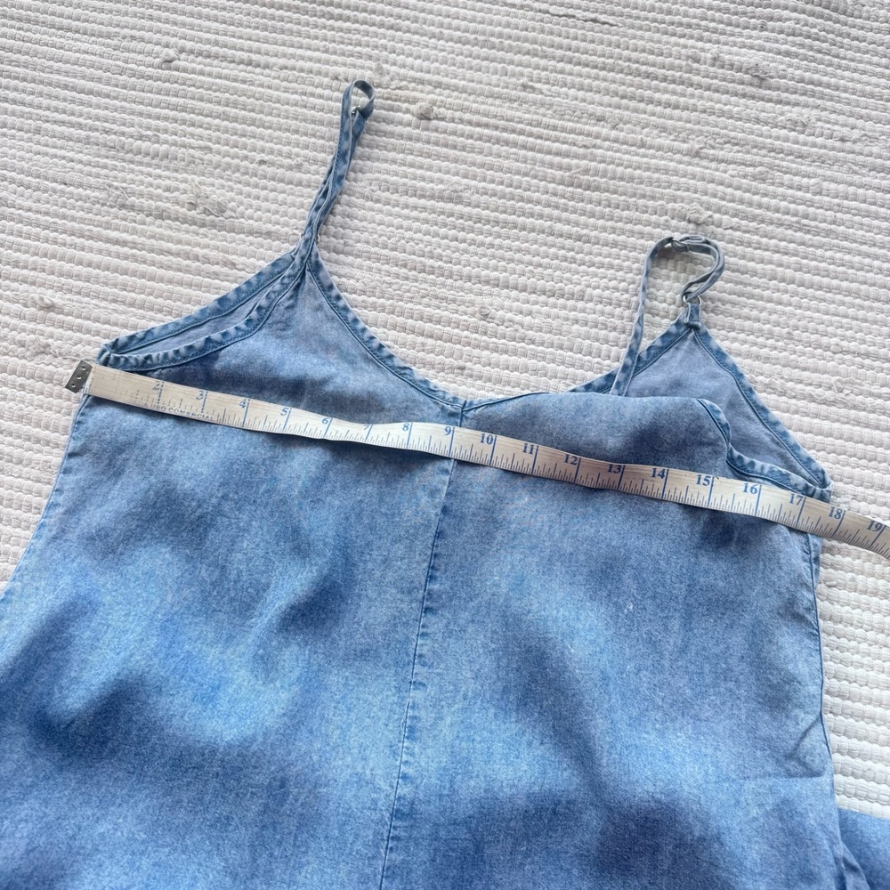 Zenana Lyocell Chambray Wide Leg Jumpsuit Vintage Wash Blue Flowy L AND M NWT - Picture 7 of 9